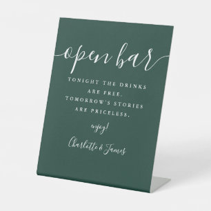 Smaragdgroen Signature Script Open Bar Reclamebord Met Voetstuk
