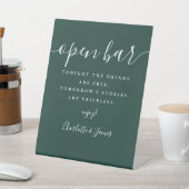 Smaragdgroen Signature Script Open Bar Reclamebord Met Voetstuk (Insitu)