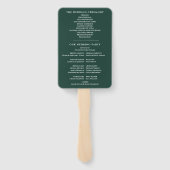 Smaragdgroen speciaal huwelijksprogramma handwaaier (Achterkant)