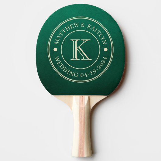 Smaragdgroen Trouw Monogram Tafeltennisbatje (Achterkant)