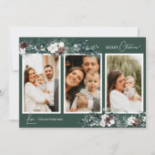 Smaragdgroen  Vijf Fotocollage Feestdagenkaart (Voorkant)