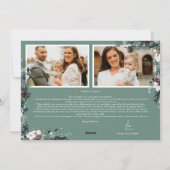 Smaragdgroen  Vijf Fotocollage Feestdagenkaart (Achterkant)