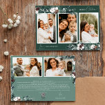 Smaragdgroen  Vijf Fotocollage Feestdagenkaart<br><div class="desc">Welkom bij ons betoverende Emerald Greenery Five Photo Collage Holiday Kaart design, waar charme samengaat met moderne elegantie. Dit ontwerp is voorzien van ingewikkelde waterverf groen en subtiel elegante kalligrafie met eenvoudige typografie, het vastleggen van de essentie van de traditionele gezelligheid en rustieke cottage core. Met een vleugje retro flair...</div>