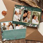 Smaragdgroen  Vijf Fotocollage Folie Feestdagenkaart<br><div class="desc">Welkom bij ons betoverende Emerald Greenery Five Photo Collage Folie Holiday Kaart design, waar charme samengaat met moderne elegantie. Dit ontwerp is voorzien van ingewikkelde waterverf groen en subtiel elegante kalligrafie met eenvoudige typografie, het vastleggen van de essentie van de traditionele gezelligheid en rustieke cottage core. Met een vleugje retro...</div>