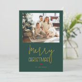 Smaragdgroen Vrolijk Kerstjaar in de Review Foto Feestdagenkaart (Staand voorkant)