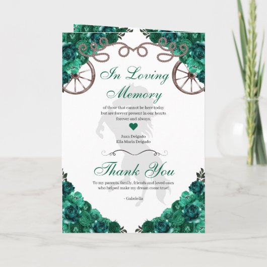 Smaragdgroen Western Charro Quinceañera Programma (Achterkant)