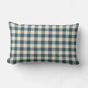 Smaragdgroen Wit Gingham Patroon Kussen