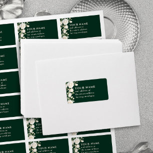 Smaragdgroen Wit Rozen RSVP Envelope Adres Etiket