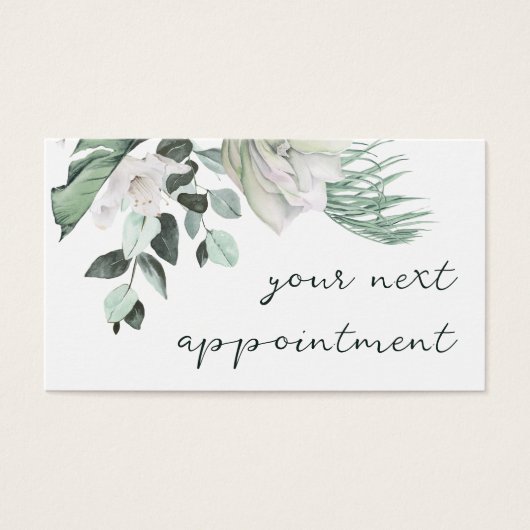 Smaragdgroen Witte bloemen Afspraakkaart Visitekaartje (Voorkant)