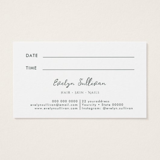 Smaragdgroen Witte bloemen Afspraakkaart Visitekaartje (Achterkant)