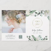 Smaragdgroen Witte bloemen Bifold brochure (Voorkant)