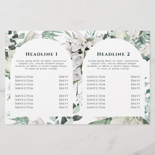 Smaragdgroen Witte bloemen Bifold brochure (Achterkant)