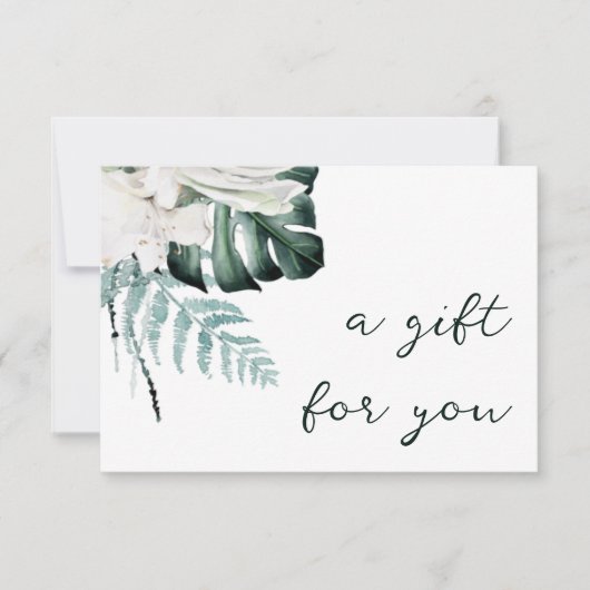 Smaragdgroen Witte bloemen Cadeaubon (Voorkant)