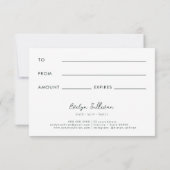 Smaragdgroen Witte bloemen Cadeaubon (Achterkant)