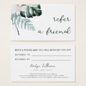 Smaragdgroen Witte Bloemen Verwijzingskaart Visitekaartje (Voorkant /achterkant)