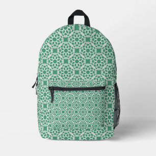 Smaragdgroen Witte Geometrische Naadloos Patroon Bedrukte Rugzak