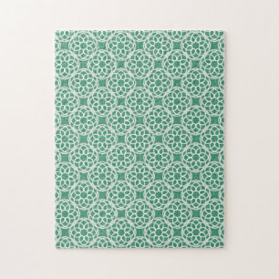 Smaragdgroen Witte Geometrische Naadloos Patroon Legpuzzel