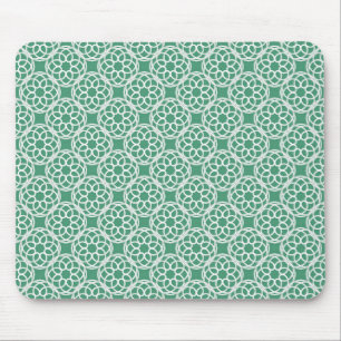 Smaragdgroen Witte Geometrische Naadloos Patroon Muismat