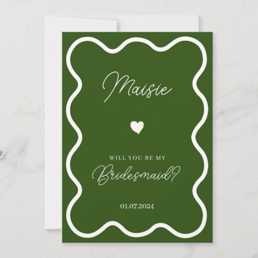 Smaragdgroen zal je mijn bruidsmeisje voorstel kaart (Voorkant)