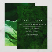 Smaragdgroen & Zilver Calligraphy Save the Date Kaart (Voorkant / Achterkant)