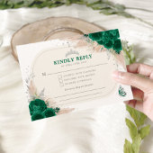 Smaragdgroen Zilver Quinceanera Tiara RSVP Informatiekaartje