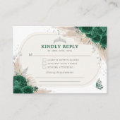 Smaragdgroen Zilver Quinceanera Tiara RSVP Informatiekaartje (Voorkant)