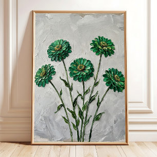 Smaragdgroen Zinnia Canvas Kunst Poster