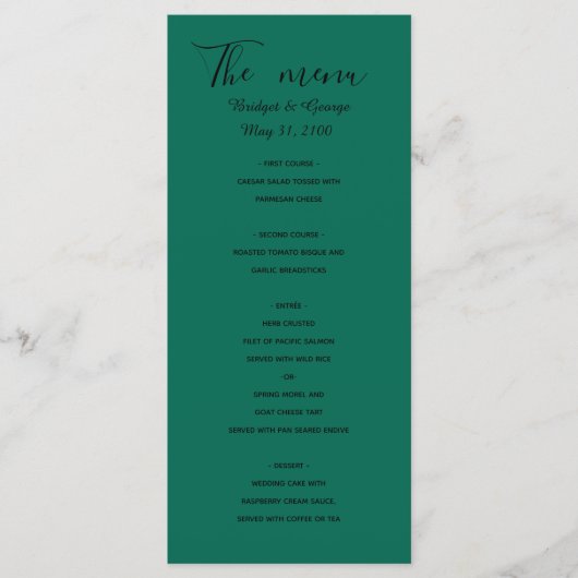 Smaragdgroen Zwart Menu Groen Tropische kaart (Voorkant)