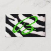 SMARAGDGROEN ZWART WIT ZEBRA BONT MONOGRAM VISITEKAARTJE (Achterkant)