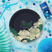 Smaragdgroene 20e verjaardag roos print papier pl papieren bordje (Feest)