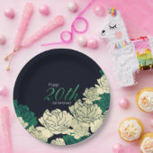 Smaragdgroene 20e verjaardag roos print papier pl papieren bordje (Feest)