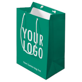 Smaragdgroene 28 cm cadeautas Aangepast logo Midde