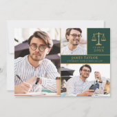 Smaragdgroene 3 Foto Rechtenstudie Afstudeerfeest  Kaart (Voorkant)