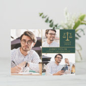 Smaragdgroene 3 Foto Rechtenstudie Afstudeerfeest  Kaart (Staand voorkant)