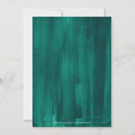 Smaragdgroene abstracte kunst bruids lunch kaart (Achterkant)