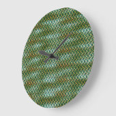Smaragdgroene Abstracte Zigzagpatroon Ontwerp 1305 Grote Klok (Hoek)