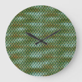 Smaragdgroene Abstracte Zigzagpatroon Ontwerp 1305 Grote Klok (Voorkant)