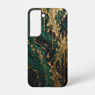 Smaragdgroene Afgrond - Luxe Groen Zwart en Gouden Samsung Galaxy Hoesje