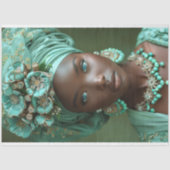 Smaragdgroene Afrikaanse vrouw portret decoupage Tissuepapier (Voorkant)
