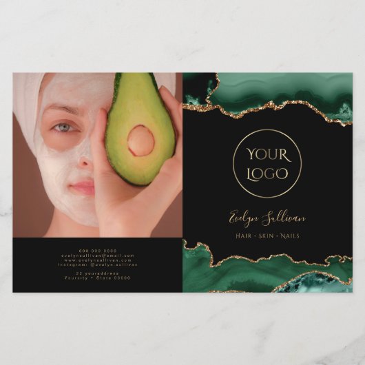 Smaragdgroene agaat bifold brochure (Voorkant)