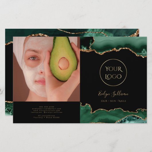 Smaragdgroene agaat bifold brochure (Voorkant / Achterkant)