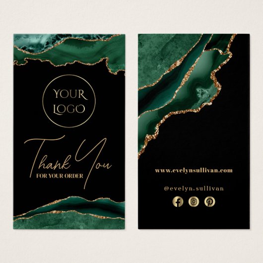 Smaragdgroene agaat bijsluiter visitekaartje (Voorkant /achterkant)