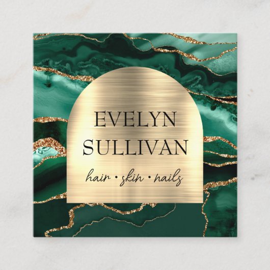 Smaragdgroene agaat faux folie boog visitekaartje (Voorkant)