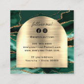 Smaragdgroene agaat faux folie boog visitekaartje (Achterkant)