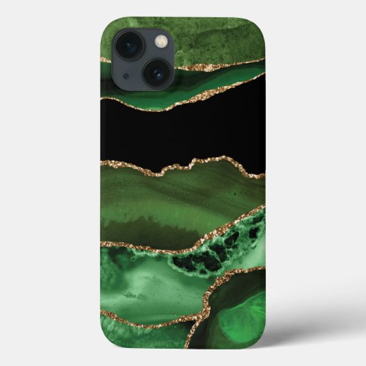Smaragdgroene agaat goud zwart marmersteen Case-Mate iPhone case (Achterkant)