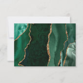 Smaragdgroene agaat gouden script bruiloft RSVP kaartje (Achterkant)