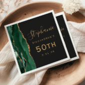 Smaragdgroene agaat gouden script donkere 50ste ve servet