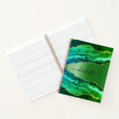 Smaragdgroene agaat marmeren naam script notitieboek (Binnen)