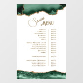Smaragdgroene agaat op witte servicemenukaart raamsticker (Vel)