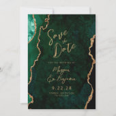 Smaragdgroene agaat script trouw save the date (Voorkant)